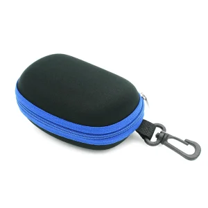 Etui à lunettes pliables bleu en plastique avec crochet