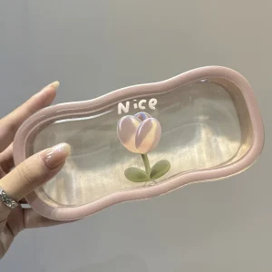 Etui à lunettes rose à motif rose