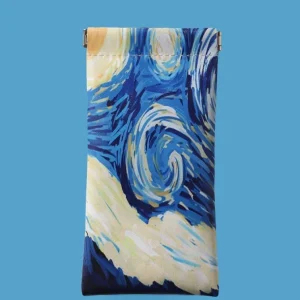 Etui à lunettes bleu clair style tableau