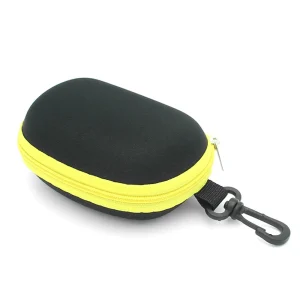 Etui à lunettes pliables jaune en plastique avec crochet