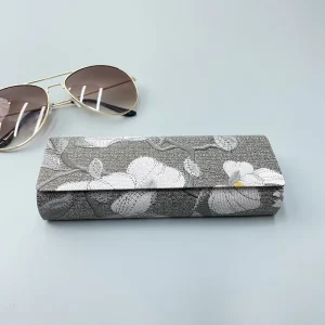 Etui à lunettes gris art floral chinois