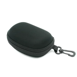 Etui à lunettes pliables noir en plastique avec crochet