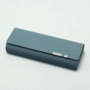 Etui à lunettes bleu rétro style cuir