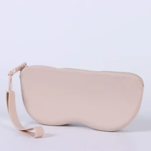 Etui à lunettes beige en silicone motif visage cartoon
