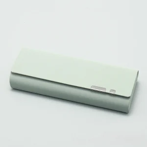 Etui à lunettes gris rétro style cuir