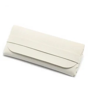 Etui à lunettes blanc style cuir avec fermeture ceinture