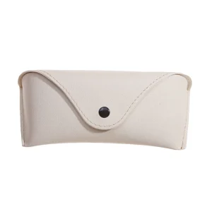 Etui à lunettes beige style cuir à bouton