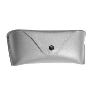 Etui à lunettes argenté style cuir à bouton