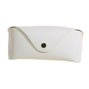 Etui à lunettes blanc style cuir à bouton