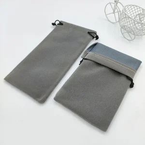 Etui à lunettes gris à cordon