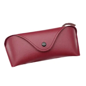 Etui à lunettes rouge style cuir à bouton
