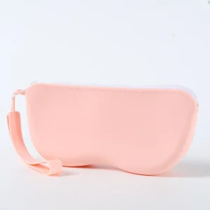Etui à lunettes rose en silicone motif visage cartoon