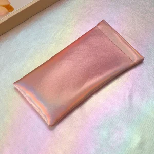 Etui à lunettes rose en cuir synthétique