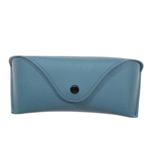 Etui à lunettes bleu style cuir à bouton