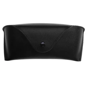 Etui à lunettes noir style cuir à bouton