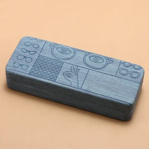 Etui à lunettes bleu à thème en cuir synthétique
