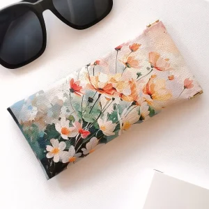 Etui à lunettes jaune motifs fleurs