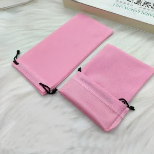 Etui à lunettes rose à cordon