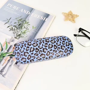 Etui à lunettes bleu style léopard